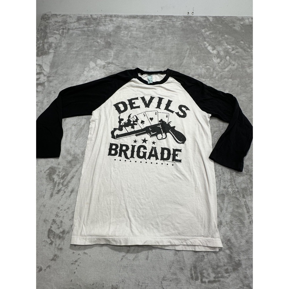 Devils Brigade T-Shirt Men's Size Medium Two Tone 2011 Machete 3/4 Sleeve